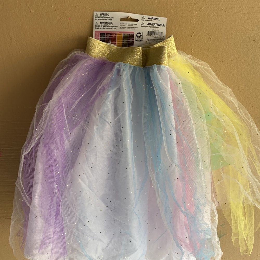 Girls Rainbow Pastel Sparkle Tutu Skirt L/XL Unicorn Princess Dress Up